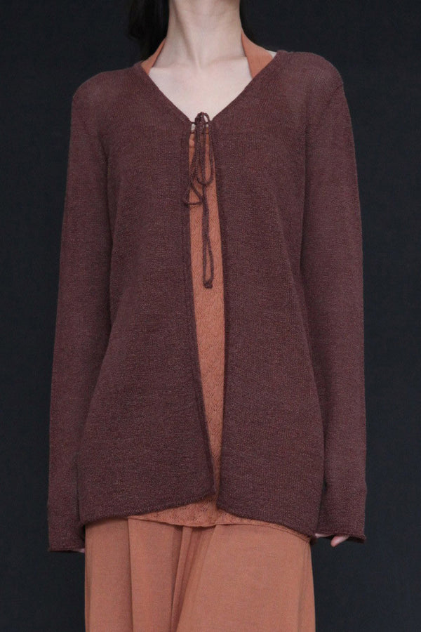 SWAYING/KNIT seamless tie long-sleeved cardigan SW24SS1T71 brown PS77